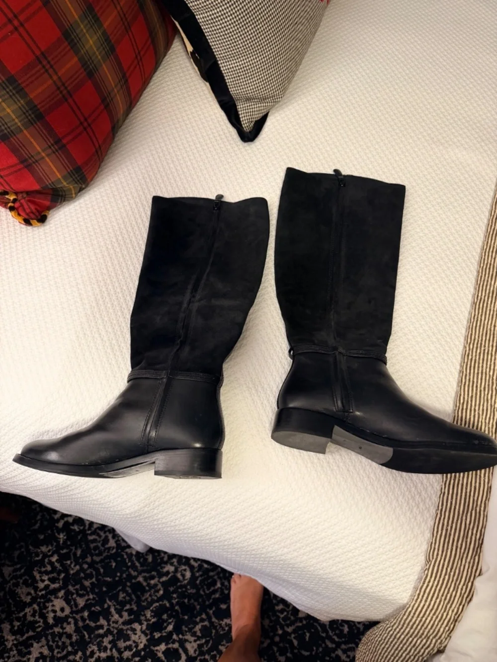 Tory Burch wide calf black suede riding boot